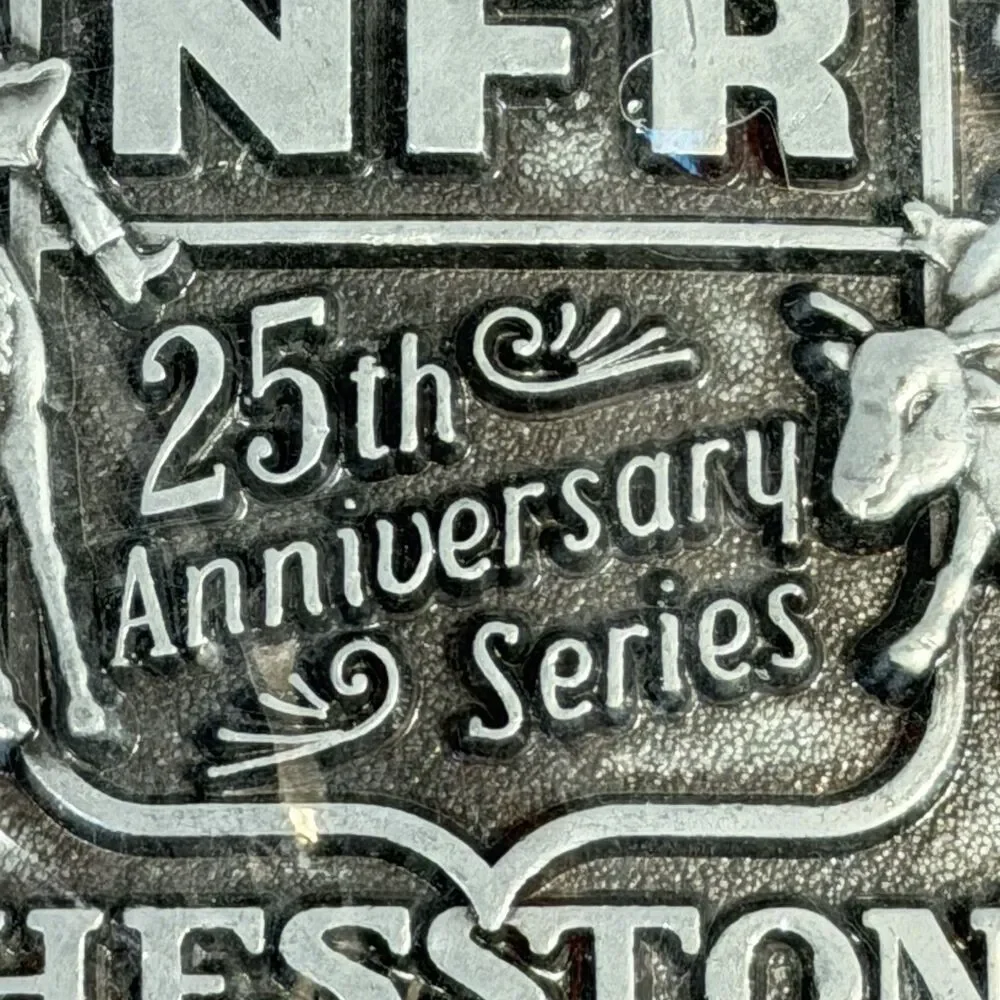 Vtg 1983 NFR Belt Buckle National Finals Rodeo Hesston 25th Anniversary Sealed